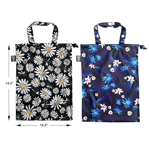 2 Pack Leakproof Car Trash Bags Detachable Waterproof Garbage Bags with Drawstring Hanging Organizer for Back Seat & Travel Flower Design