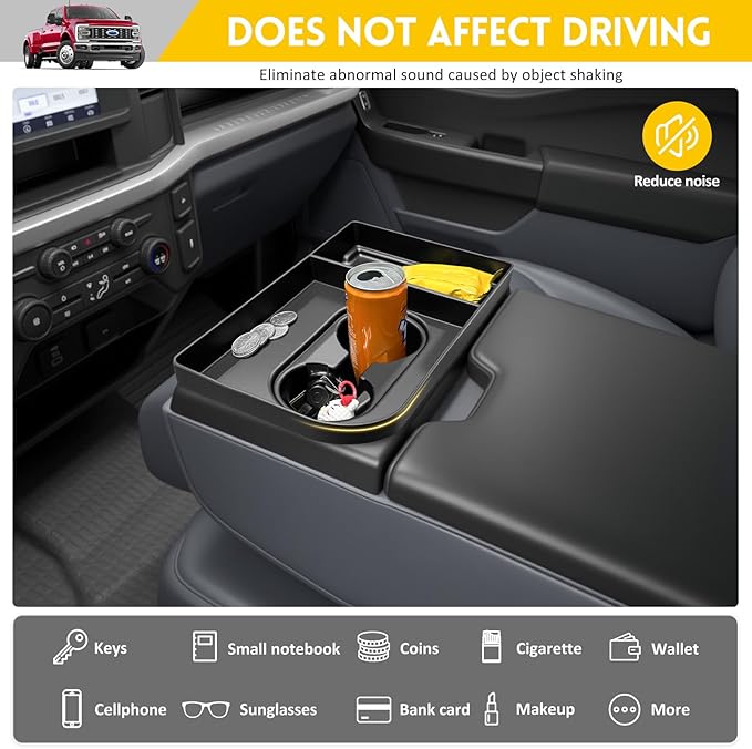Jump Seat Cup Holder Organizer for 2021-2025 Ford F150 & 2023-2026 Ford F250 F350 F450 F550 F600 Super Duty Center Console Cup Holder Insert Cupholder Coaster Liner Accessories(Jump Seat Only)