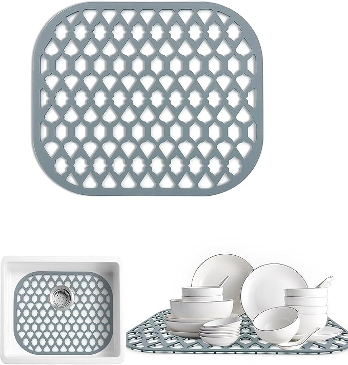 Sink Protectors for Kitchen Sink, Kitchen Sink Accessory - Silicone Mats Grid for Stainless Steel Strainer Bottom of Farmhouse Porcelain sinks (13”x11”)