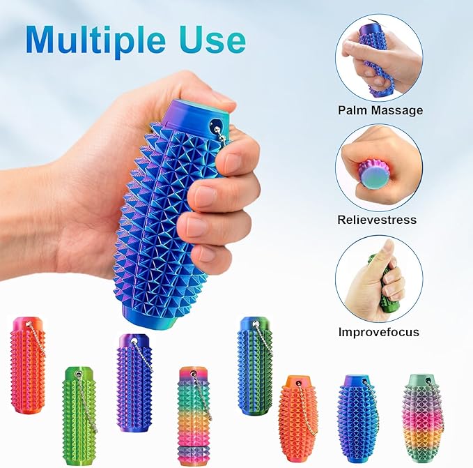5PC Little Ouchies Fidget Toys Adults, Pain Stim Fidget Anxiety Relief Pain Stim Pocket Sensory Toys for Anxiety and Stress Reduction,Portable Travel Stress Relief Spiky Fidget Keychain (Style-2)