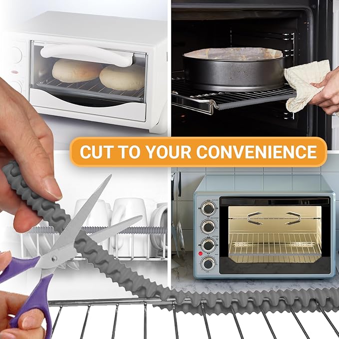 Silicone Oven Rack Shields by Linda’s Essentials (2 Pack) | Heat Resistance Silicone Oven Rack Protectors Guards Against Burns and Scars | 22 Inches Long (Gray)