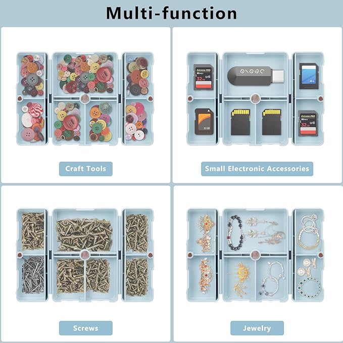 FYY Daily Pill Organizer,2 Pcs 7 Compartments Portable Pill Case Travel Pill Organizer,[Folding Design] Pill Box for Purse Pocket to Hold Vitamins,Cod Liver Oil,Supplements and Medication-Blue