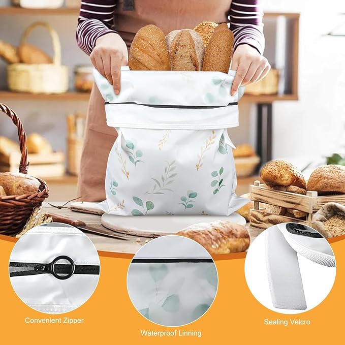 4 Pcs Reusable Beeswax Bread Bags for Homemade Bread 17" x 12" Sourdough Storage Bags with Food-Grade TPU Lining Food Wraps to Keep Fresh Loaf Freezer Baker Baking Supplies (Green)