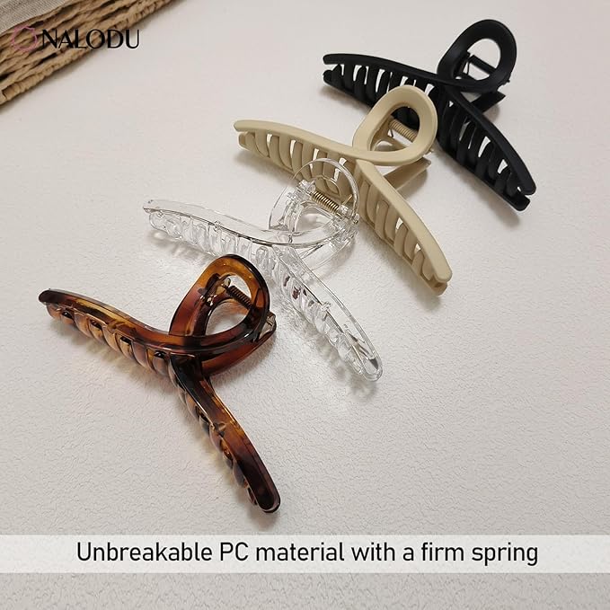 5 Inch Hair Claw Clips Extra Large No Slip Big Matte Jaw XL Clip for Thick Curly Long Hair Women, 4 Pack