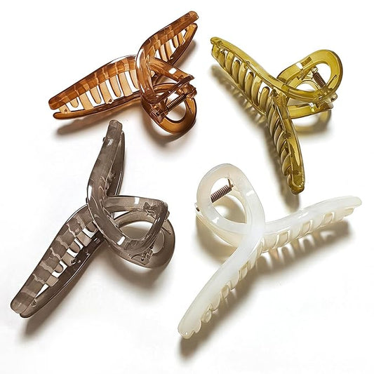 5 Inch Hair Claw Clips Extra Large No Slip Big Jelly XL Clip for Thick Curly Long Hair Women, 4 Pack