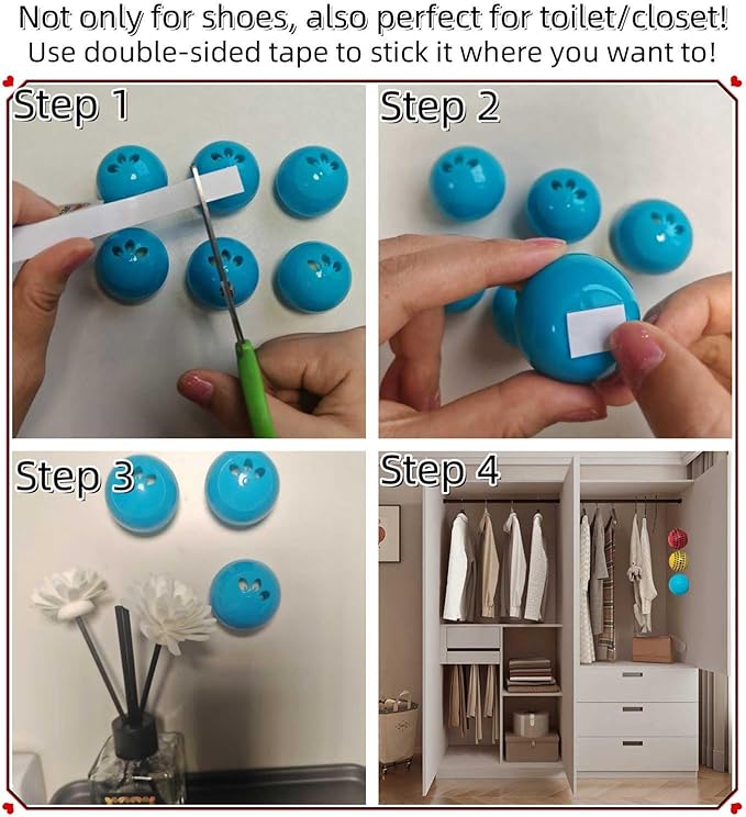 Shoe Deodorizer Balls for Sneaker, Fresh Linen Scent, Essential Oil Sneaker Deodorizer Ball, Small Spaces Odor Eliminator Air Freshener for Shoes, Gym Bags, Drawers and Locker (Fresh Line)