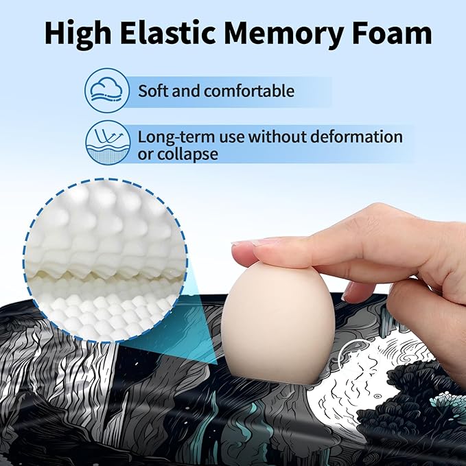 YIWEI Ergonomic Mouse Pad with Wrist Rest - Comfortable Office Mousepad with Memory Foam Wrist Support for Carpal Tunnel Relief, Mouse Pads with Non-Slip Base for Gaming and Home (Moon-2)