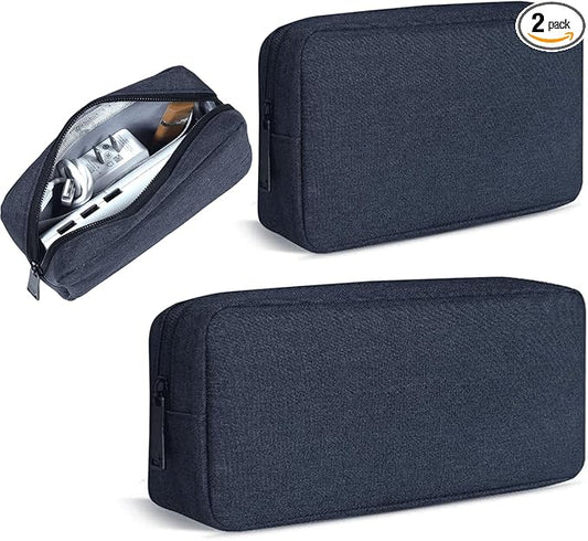 Electronic Organizer Accessory Pouch, Travel Electronic Accessories Storage Case Cable Organizer Bag for MacBook Charger, Power Bank, Hard Drive, Cords, Laptop Mouse (Small+Big, Navy Blue)