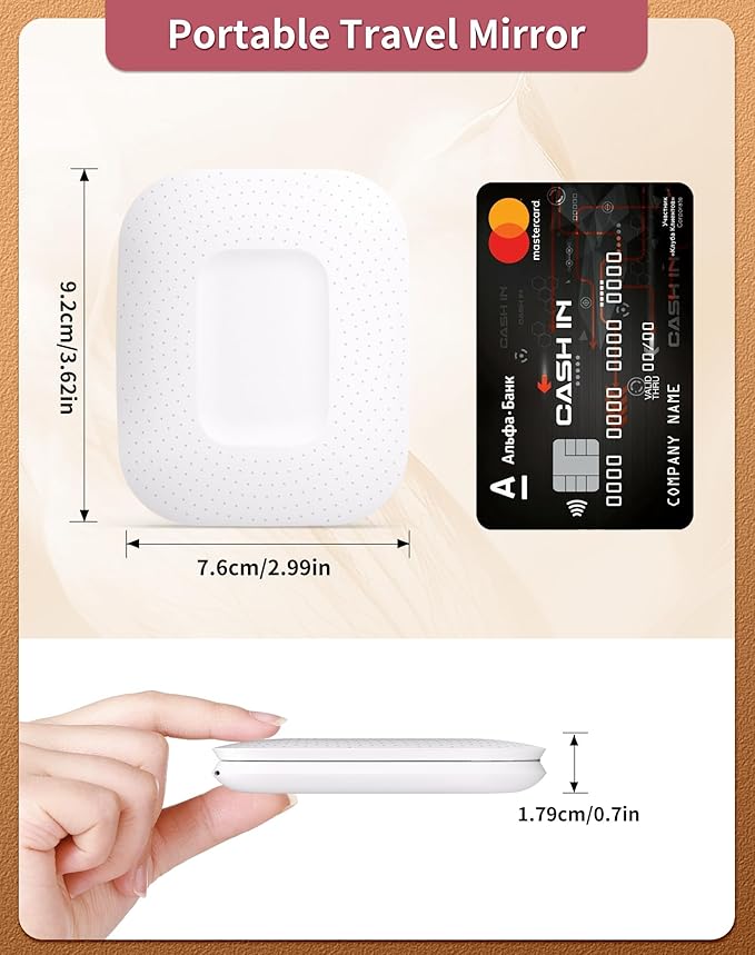 WOBSION Rechargeable 5X Magnification LED Travel Makeup Mirror,Dimmable Portable Compact Mirror for Pocket,Purses and Handbag,Gift,White