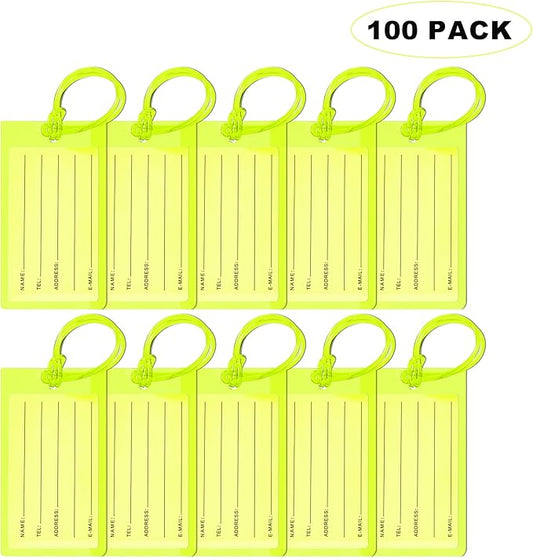 100 Pack Luggage Tags for Suitcases, Airplane Travel Essentials for Flying, International Travel Must-Haves, and Luggage Accessories by Sodsay