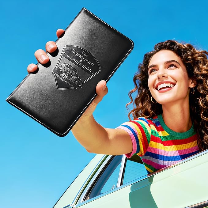 CoBak Car Registration and Insurance Holder - Vehicle Glove Box Car Organizer, Auto Truck Comparment Accessories Case for Essential Document, Driver License, Cards