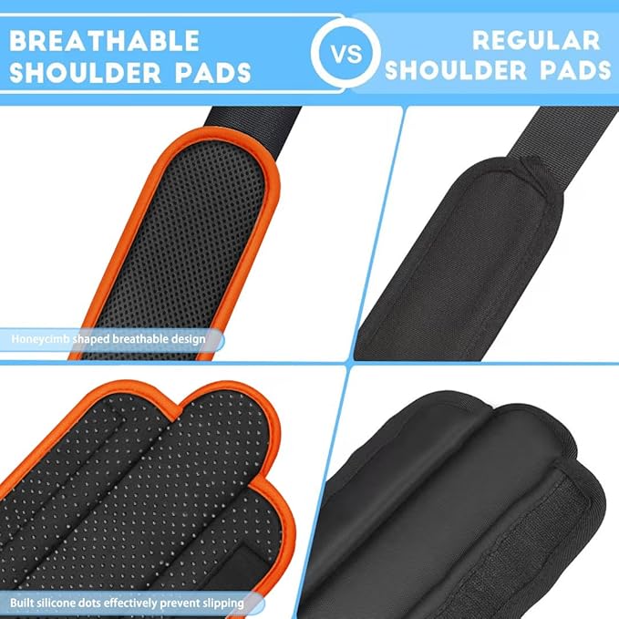 ZINZ 2-Pack Universal Shoulder Pad with Ultra Thick Cushion for Bag Luggage Bag Crossbody, Plus Long & Anti-Slip & Breathable,Grey-Orange Edge