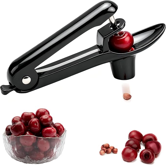 Cherry Pitter - Makmzoon Cherries Corer Cherry Remover Stainless Steel Cherry Pitter Tool for Making Cherry Jam(Black)