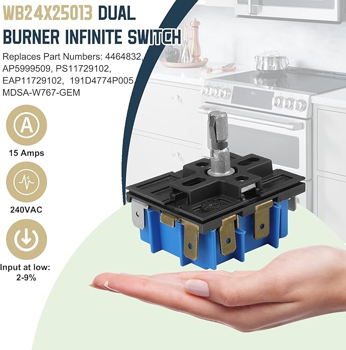 WB24X25013 Range Surface Element Control Switch Replace Parts for MDSA-W767-GEM, PS11729102, AP5999509, PS11729102, 4464832 Compatible with GE Electric Ranges JB6, JB7, JB8, JBS, JS6 PCB JS7 Series
