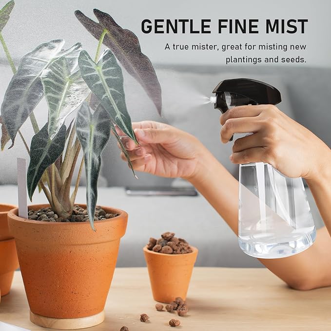 Bealee Spray Bottle 2 Pack, 16oz - Ultra Fine Mist, Plant Mister Hair Misting Empty Spray Bottles Indoor, Leak Proof Water Sprayer for Planting, Hair Care, Essential Oils, Cleaning Solutions (Clear)