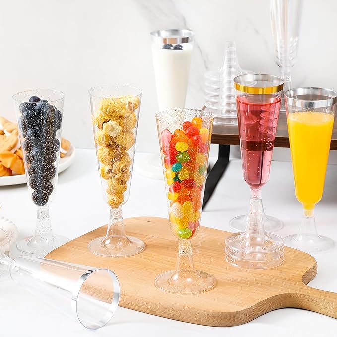 SUREHOME Plastic Champagne Flutes Disposable Champagne Glasses 20 Pack 5 Oz Clear Plastic Mimosa Glasses Acrylic Wedding Toasting Cups for Graduation Birthday Party Supplies 2026 Bar Cocktail Cups