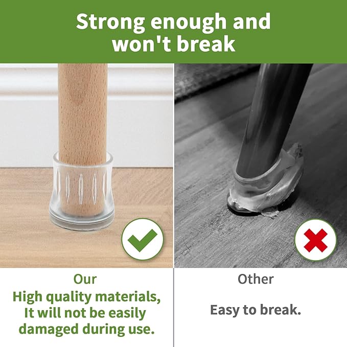 COVERCORNER 32PCS Chair Leg Floor Protectors, Chair Leg Protectors for Hardwood Floors, Furniture Pads for Hardwood Floors, Chair Socks Universal L Clear Fit 0.75"-0.94"