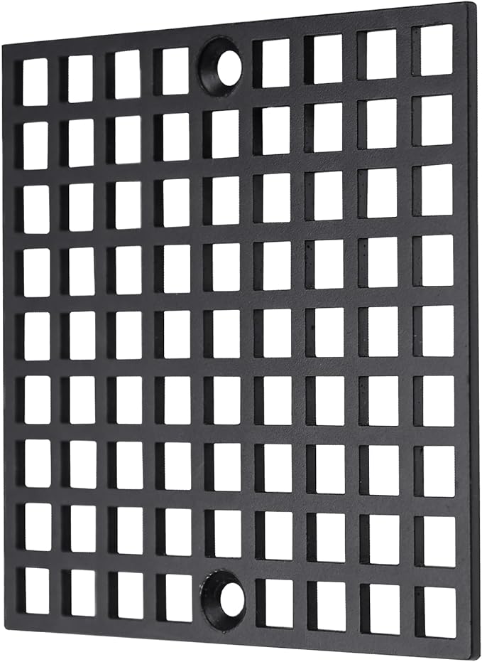 4" Matte Black Shower Drain Cover, 304 Stainless Steel Square Floor Drain Cover Replacement, Drain Strainer and Hair Catcher for Showers, Bathrooms, and Sinks