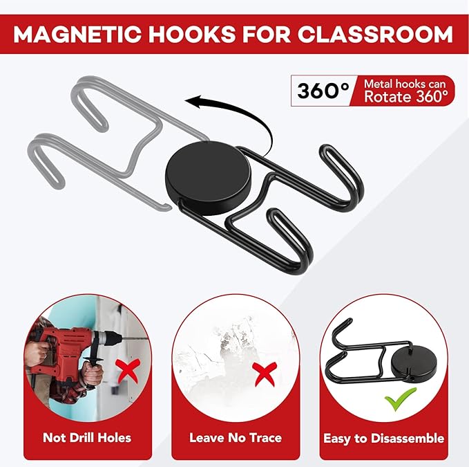 Magnetic Hooks 50Lbs+ 2026 Cruise Essentials Magnet Hook Heavy Duty Magnets Hanging Swivel Hooks for Refrigerator Grill Toolbox Outdoor 4 Pack (Black)