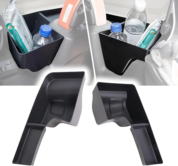 Phamyor Rear Trunk Storage Tray Organizer Wheel Well Storage Bin for 2018-2022 Jeep Wrangler JL JLU Interior Accessories, Rear Cargo Side Tray, Cargo Expansion Box, Tape, Left & Right, Black