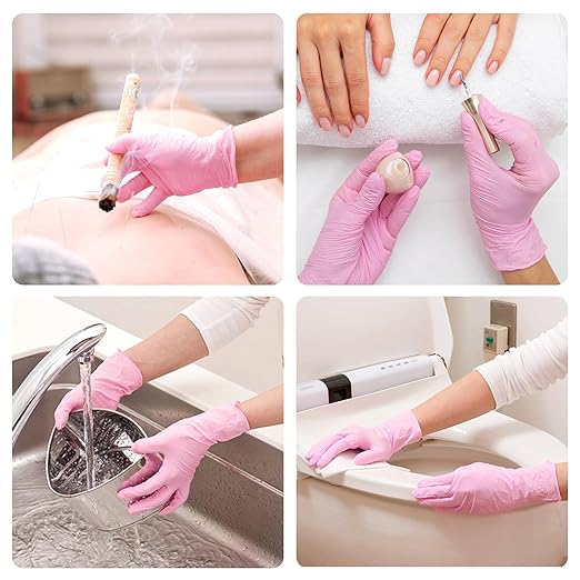 SwiftGrip Pink Nitrile Gloves, 3-mil, Industrial Gloves Disposable Latex Free, for Cleaning & Esthetician, Rubber Powder-Free, 1000-ct Case (Large) Large (Pack of 1000)
