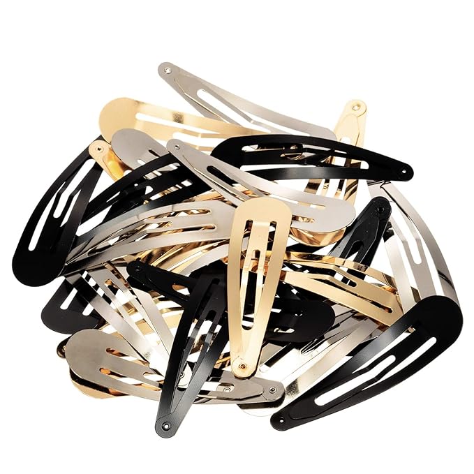WILLBOND 30 Pieces 3.1 Inch Large Metal Snap Hair Clips Nonslip Barrettes Women Hair Accessories(Gold, Silver, Black)