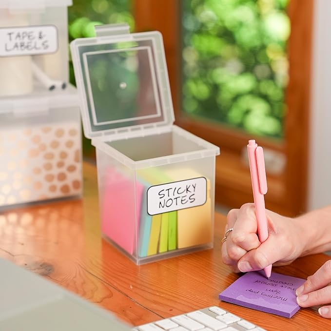 Bostitch Konnect Storage Containers with Lids, Organizer, Clear Plastic Box, Stackable Nesting Bins, 3-Piece Bundle, 1 Large, 2 Medium