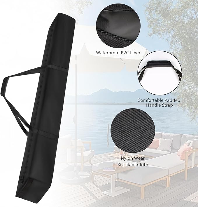 LUEXBOX 67 Inch Patio Umbrella Storage Bag for Outdoor, Nylon Beach Umbrella Folding Cover, Heavy Duty Zipper Travel Carrying Duffle Bag for Sports, Beach