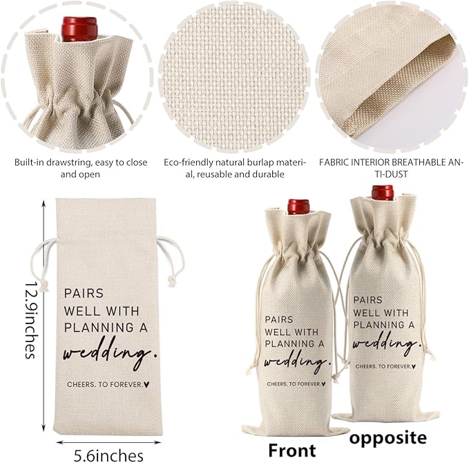 Engaged Engagement Bridal Shower Gifts for Couples Women Her Wedding Wine Bag Engagement Party Decorations for Bride Pairs Well With Planning Wedding Wine Accessory Sets