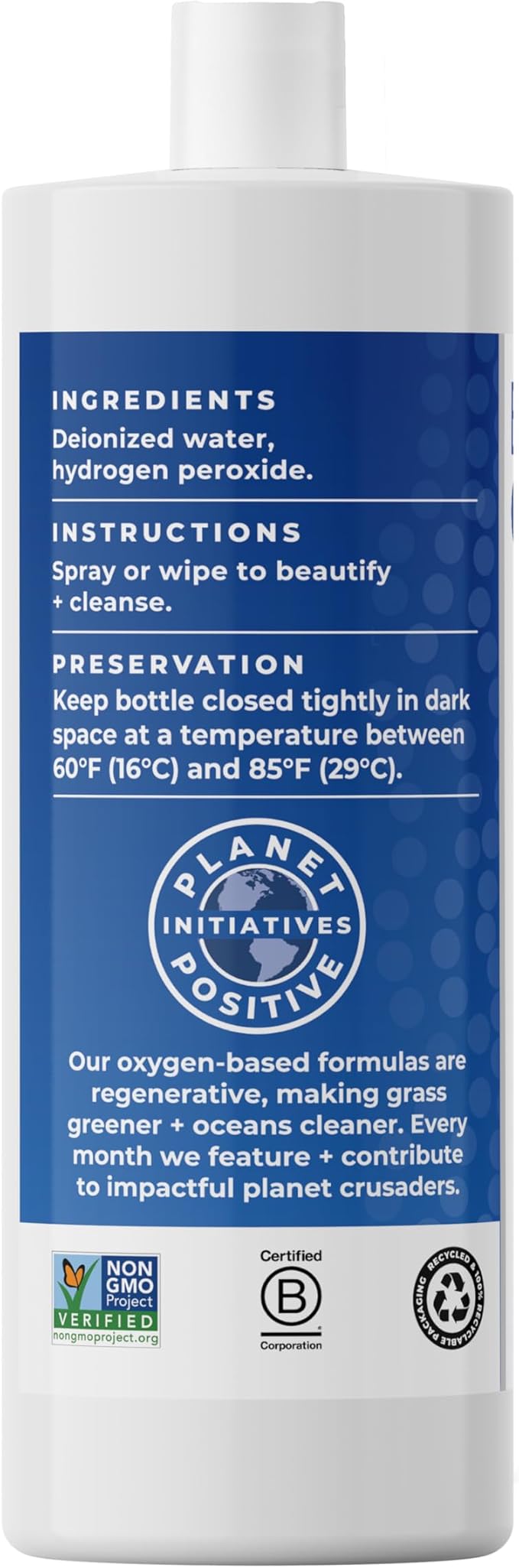Essential Oxygen Food Grade Hydrogen Peroxide 3%, Natural Cleaner, Refill, 32 Fl Oz