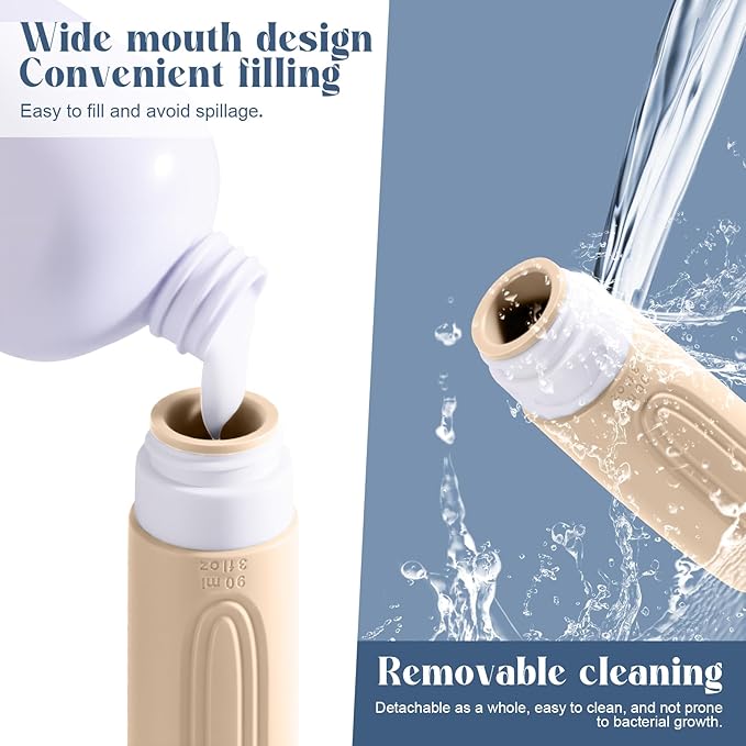 Travel Bottles for Toiletries, 3oz TSA Approved Travel Size Toiletries, Silicone Leak-Proof Refillable Containers, Squeezable Liquid Essentials Bottles W/Clear Bag (CREAM)