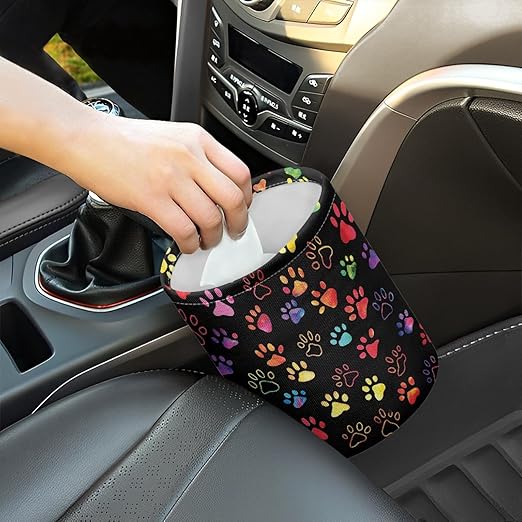 gearider Puppy Dog Paw Car Garbage Can Holder Organizer Storage Box Auto Trash Bin Accessory with Adjustable Buttons Collapsible Automotive Trash Container Fit for SUV Trucks Van Sedans
