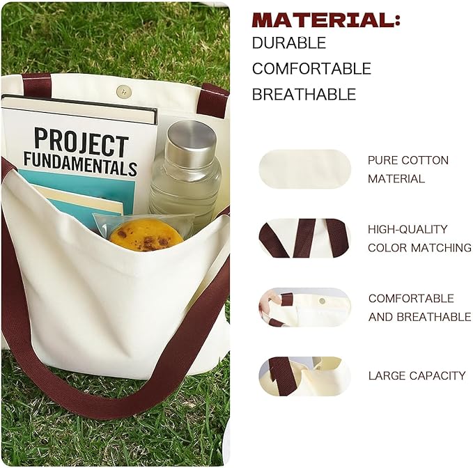 1 Pack Available Premium Canvas Reusable Tote Gift Bags,Made of Natural Canvas with Handle,Work,DIY,Shopping(Brown)