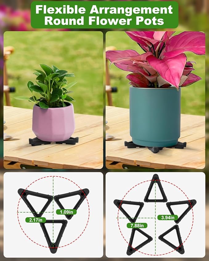 FantasyLife Pot Feet for Outdoor Planters, Invisible Breathable Plant Risers, Moisture-Proof Pot Stands Toes Lifters for Heavy Plants, Stackable Planter Feet for Indoor Outdoor (24pc Black, Small)