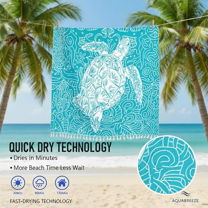 Oversized Turkish Beach Towel Blanket Cotton Giant XL Sandproof Towels Huge Linen XXL Extra Large Big Throw Quilt Blankets for Adults Cloud Travel Camping Glamping Accessories Essentials Turtle