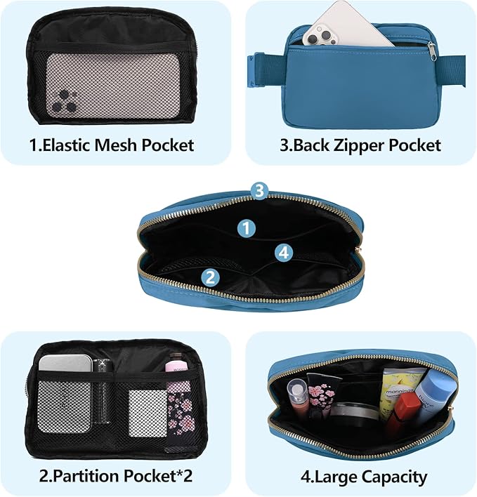 VOROLO Fanny Pack For Women And Men Crossbody Bag Belt Bag with Adjustable Strap Graduation Gifts Blue