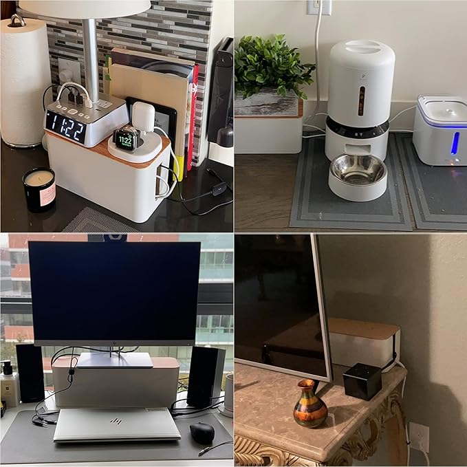 YUANYE Cable Management Box Cable Management Kit for Power Strip to Hide Wires,Cord Organizer Boxes,Safe ABS Material Wire Organizer of Cable Clips Sleeve for Home & Office,3Pack-128PCS /Black