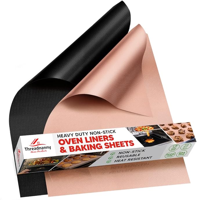 Oven Liners for Bottom of Oven with Baking Sheet Mat, Heat Resistant Stove Liners for Bottom of Electric Stove and Teflon Sheets for Baking, Reusable Mat for Electric Range
