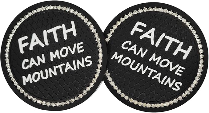 2 Pack Bling Car Cup Holders, 2.75 Inch Bling Crystal Rhinestone Soft Anti-Slip Cup Mats Auto Drink Coasters Car Interior Decoration Accessories for Women or Girls (Black)