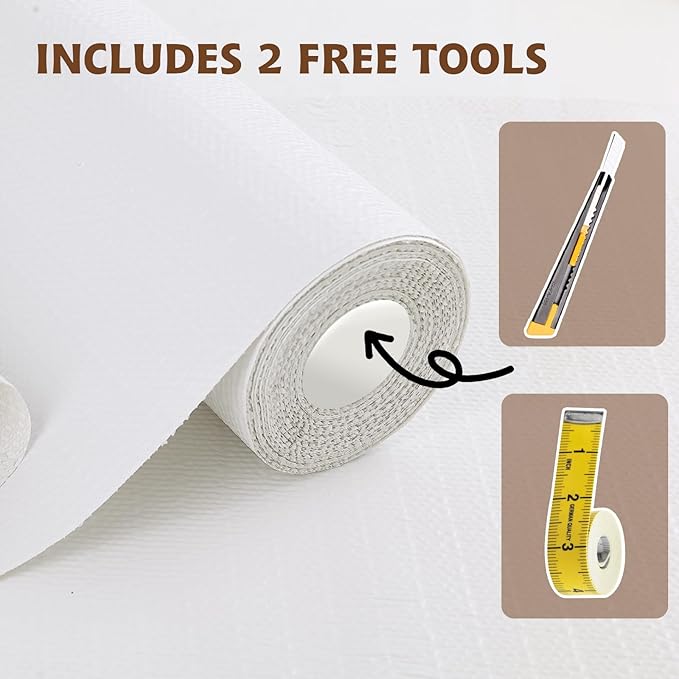 Shelf Liners for Kitchen Cabinets Non Adhesive Drawer Liner 17in x 30FT Pure White Thickened Shelf Liner Strong Non-Slip Easy to Clean for Tool Box Refrigerator with Knife and Tape Measure