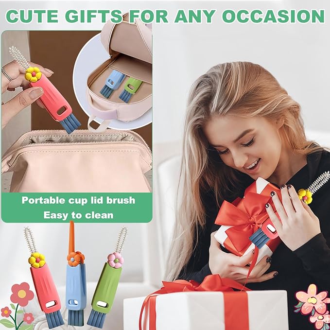 3 in 1 Cup Lid Cleaning Brush, 6 PCS Portable Water Bottle Brush, Multifunctional Bottle Cleaner Brush Set for Tight Spaces, Bottle Gaps, Tumblers, Travel Mug Caps