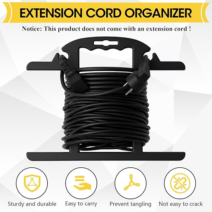 Ripeng 2 Pcs ABS Heavy Duty Extension Cord Storage Reel, Portable Christmas Light Storage Cord Organizer, Portable Hose Organizer Wrap-holds 100 Feet, H-shape Reel (Black)