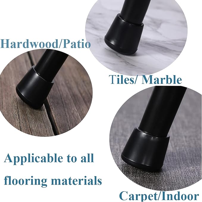 Chair Leg Tips Caps-Non Slip Rubber Leg Tips 1-1/4” Inner Diameter, Furnigear Chair Leg Floor Protectors Round Black-24 Pack