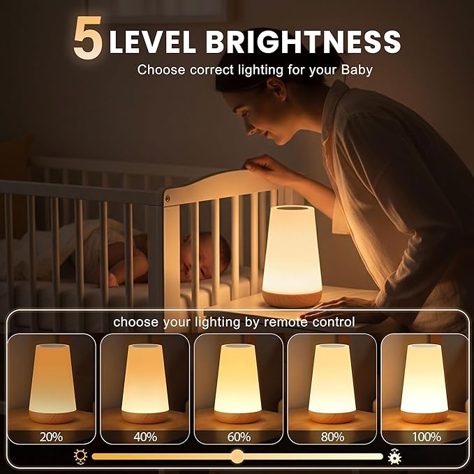 Touch Night Light for Kids: Dimmable LED Nursery Lamp for Baby - Eye-Caring Soft Warm White Light USB Rechargeable Portable Bedside for Toddlers Bedroom Living Room