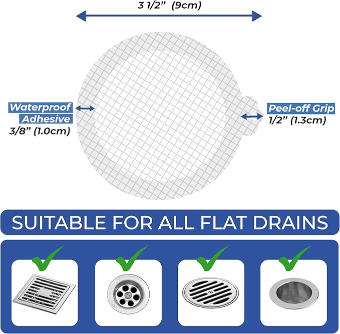 Disposable Hair Catcher Shower Drain Mesh Stickers, 35 Pack
