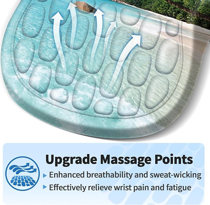 YIWEI Ergonomic Mouse Pad with Wrist Rest - Comfortable Office Mousepad with Memory Foam Wrist Support for Carpal Tunnel Relief, Mouse Pads with Non-Slip Base for Gaming and Home (Beach)