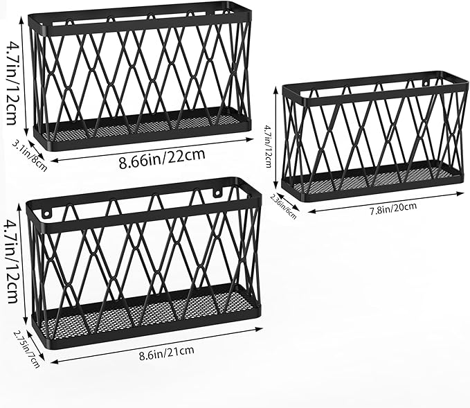 YIGII 8 Pack Inside Cabinet Door Storage, Lid Organizer for Pyrex, Kitchen Bathroom Pantry Storage Organizer Baskets Slim Stainless Steel, Black