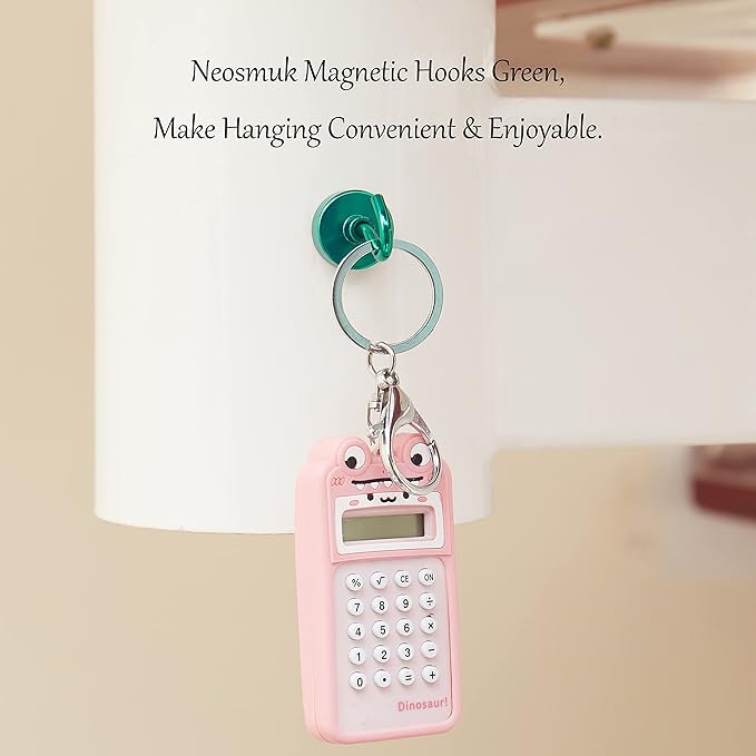 Neosmuk Magnetic Hooks, Heavy Duty 40lb+ Strong Magnet Hook for Cruise Cabins, Cruise Ship Essentials for Hanging, Metal Wall Refrigerator Hangers (Green, 10 Pack)