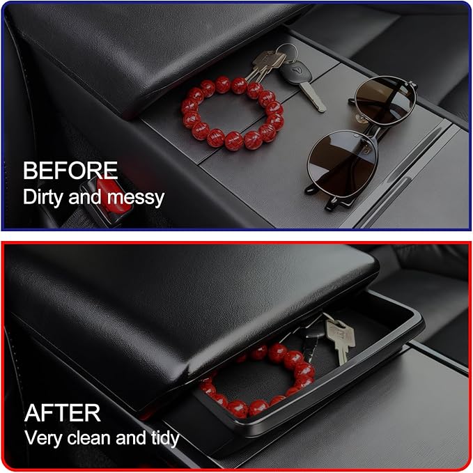 Center Console Storage Organizer for Tesla Model 3 Highland Model Y Juniper Sunglasses Holder Phone Key Armrest Storage Box Car Interior Upgrade Accessories