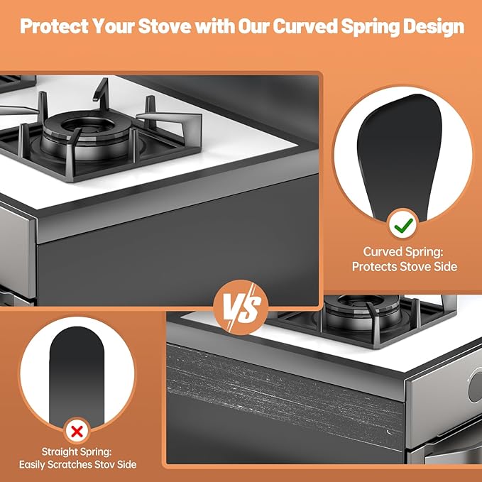 Stove Gap Covers 316 Stainless Steel,2 Pack 23.2" Fixed Stove Gap Filler,Heat Resistant Stove Gap Guards,Between Stove and Counter Slide In Range Trim Kit for Kitchen,Upgrade Shiny Black